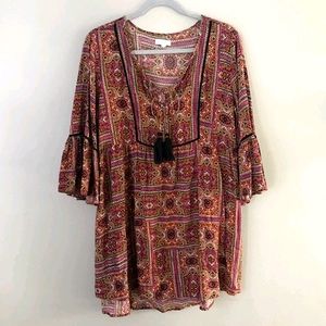 World Market pink and orange boho style top L/XL